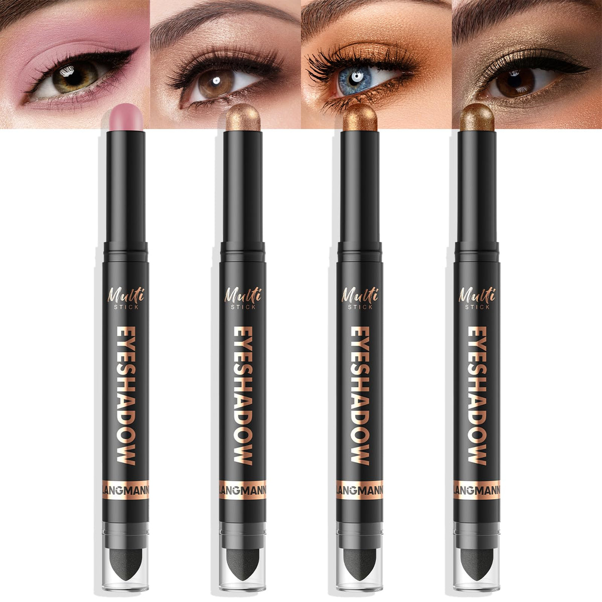 LANGMANNI 8 Color Waterproof Dual-Ended Eyeshadow Stick Set, Eye Makeup #A