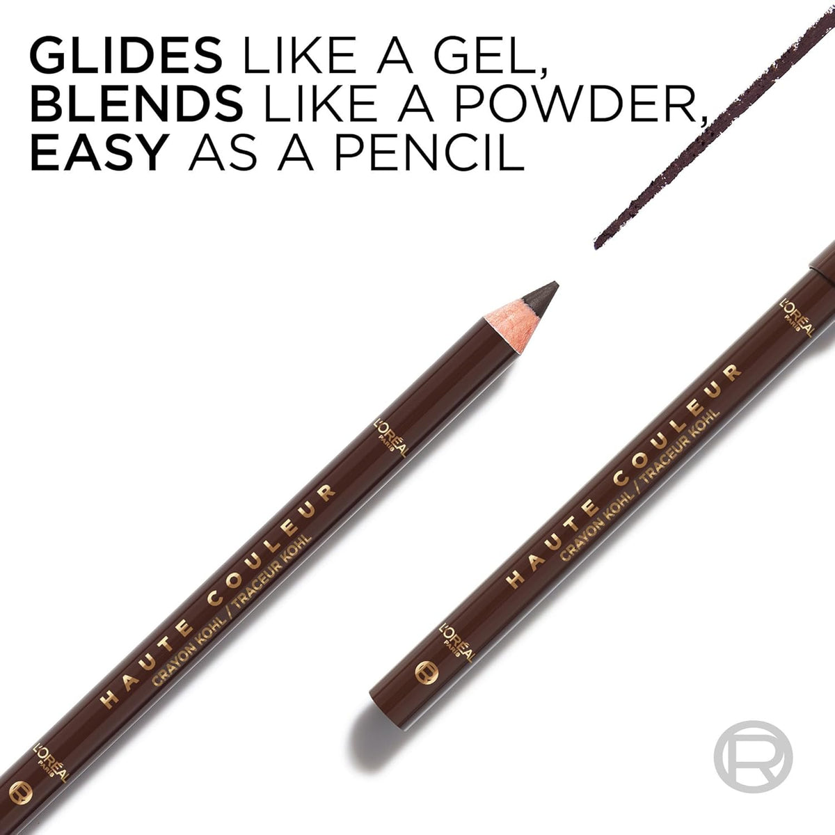 L'Oreal Paris Haute Couleur Kohl Eyeliner Pencil, Intense Eye Liner Color with Smooth Gel-Like Formula, Up To 12HR Eye Makeup Wear, 120 Brown Leather