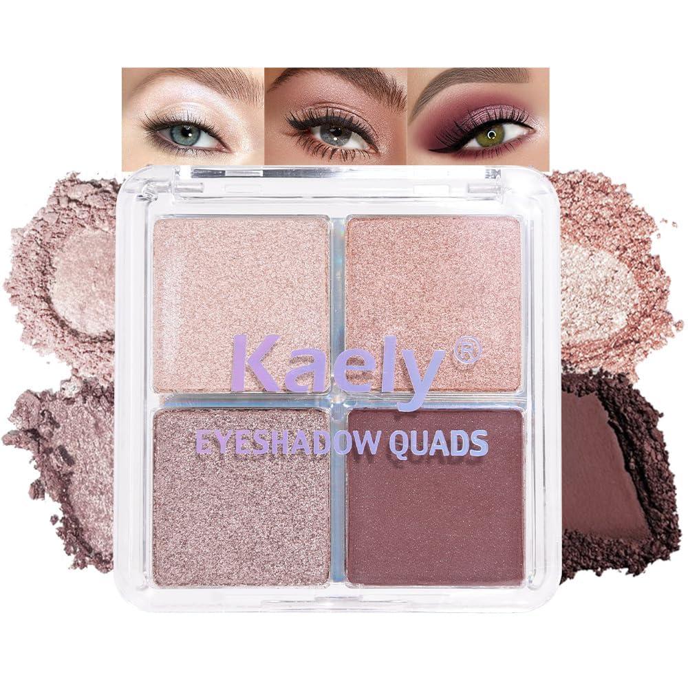4 Colors Vanilla Nude Eyeshadow Palette, Light Beige Pink Ivory White Quads, Matte & Shimmer Soft Blendable Eye Shadow, Natural Everyday Makeup for Mature Skin, Vegan, Sombras de Ojos