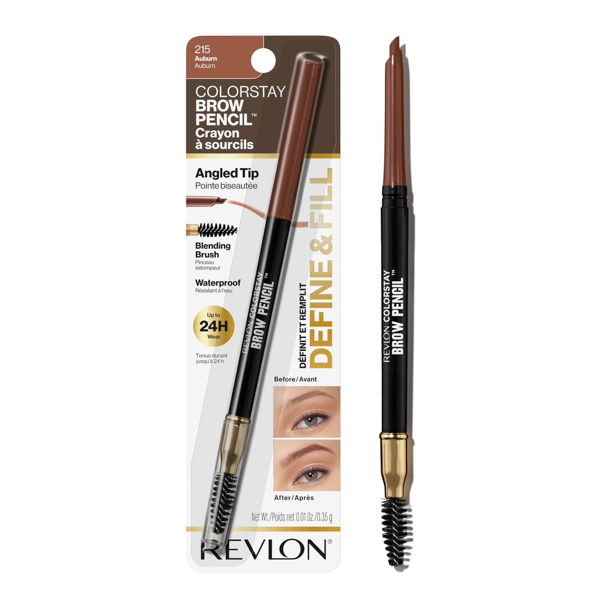 Revlon ColorStay Brow Pencil, 220 Dark Brown, 0.021 oz