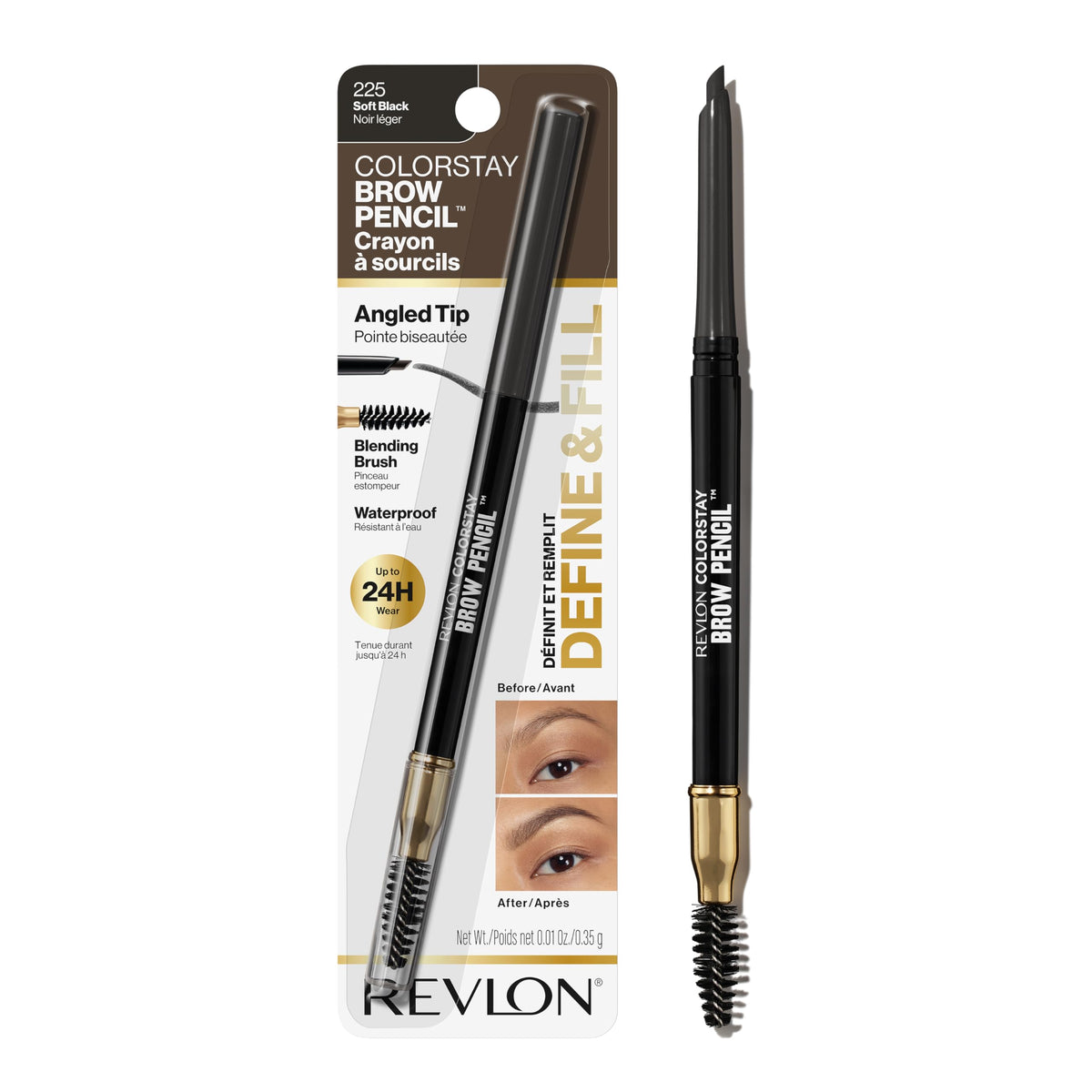 Revlon ColorStay Brow Pencil, 220 Dark Brown, 0.021 oz