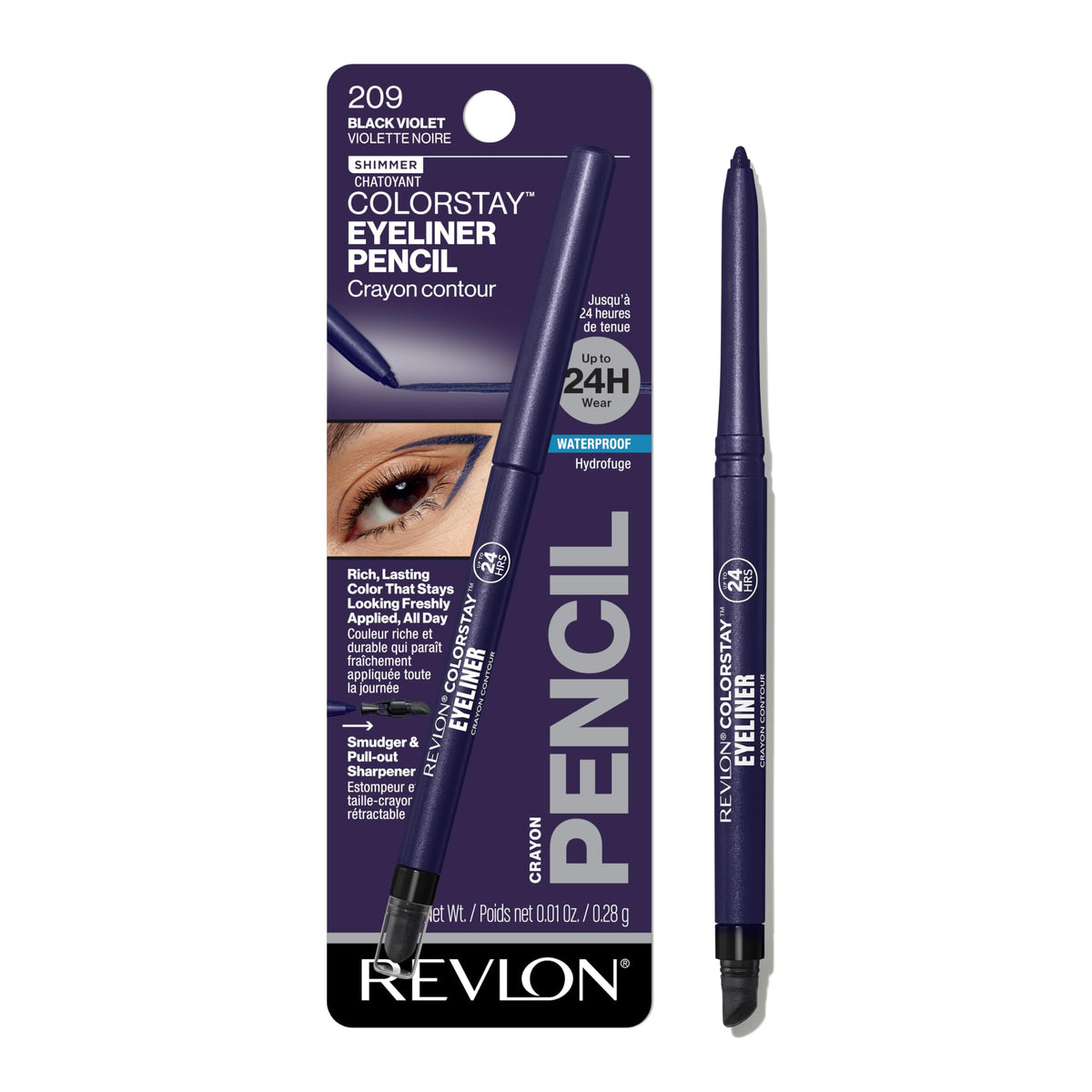 REVLON ColorStay Pencil Waterproof Eyeliner, 204 Charcoal, 0.01 oz