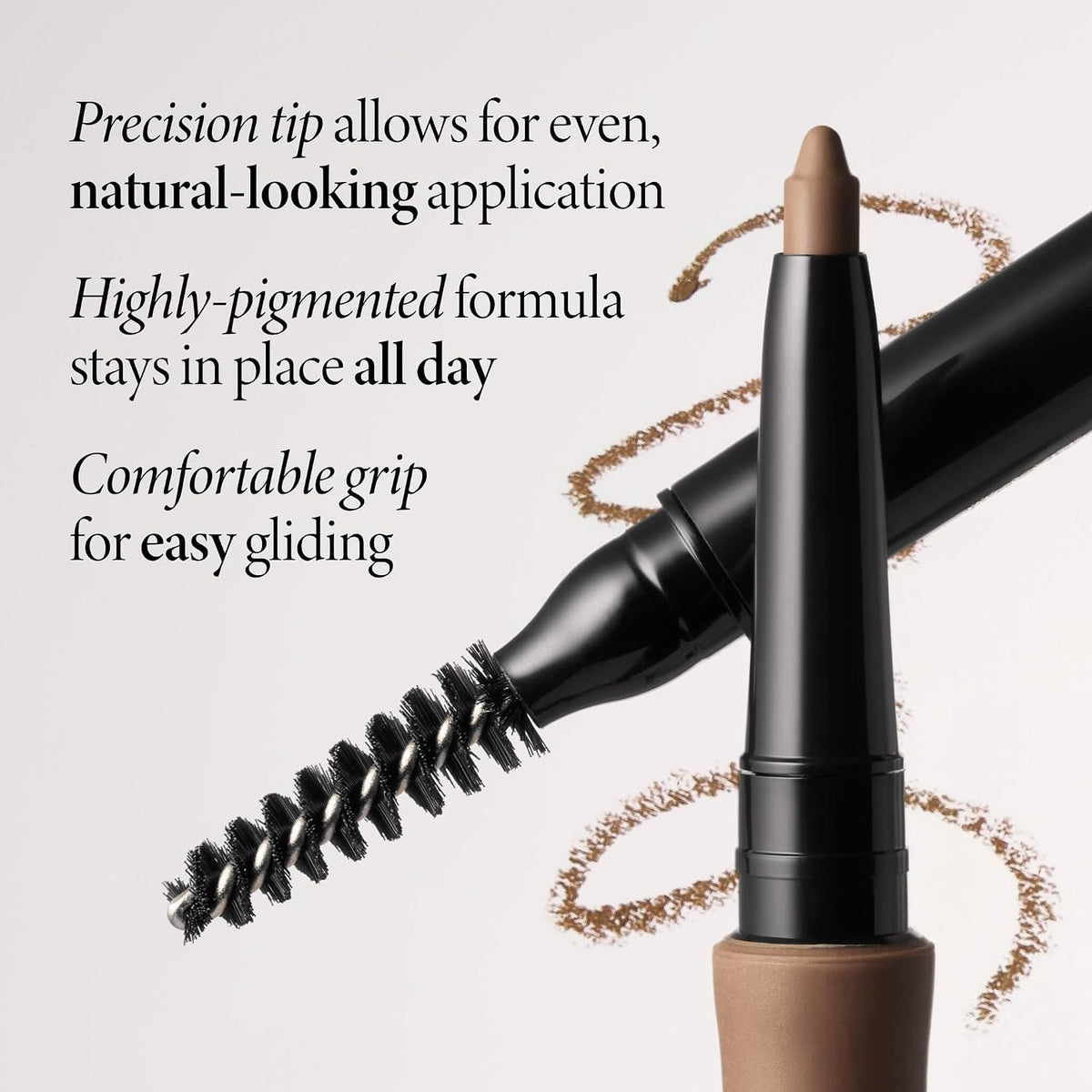 LAURA GELLER NEW YORK INKcredible Waterproof Brow Pencil- Blending Spoolie Brush - Long Lasting Eyebrow Filler (03 Medium Brown)
