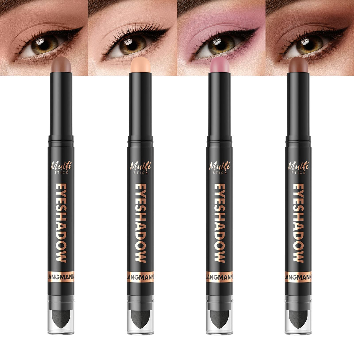 LANGMANNI 8 Color Waterproof Dual-Ended Eyeshadow Stick Set, Eye Makeup #A