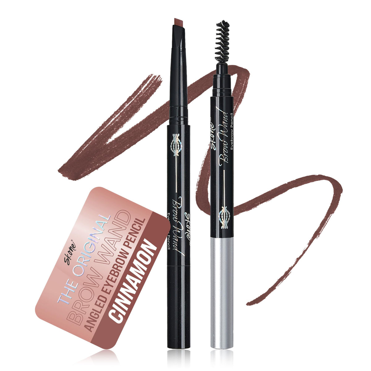Skone Brow Wand Eyebrow Pencil with Brush, Dual Sided, Chocolate
