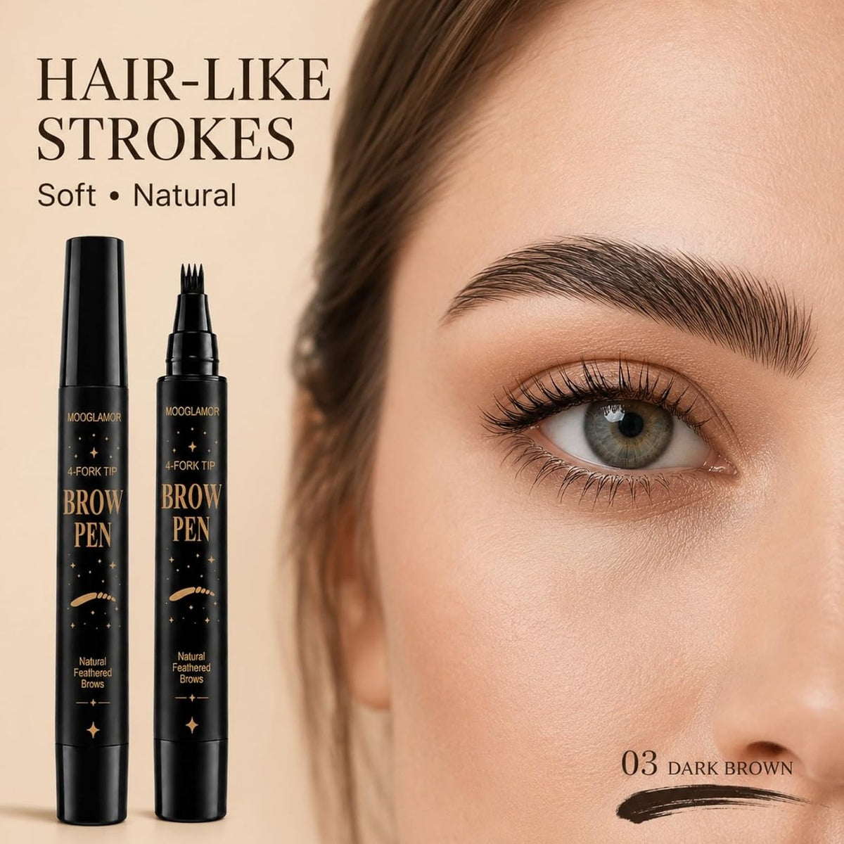 6-Piece 4-Fork Tip Eyebrow Pen Set（#03）