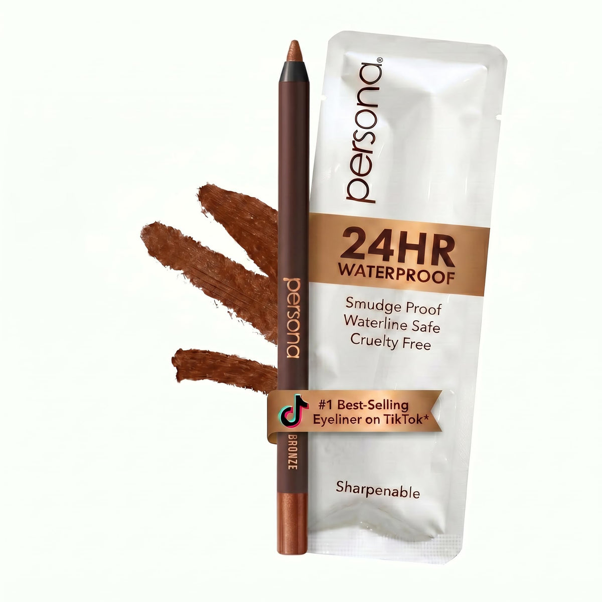 PERSONA 24HR Chocolate Waterproof Eyeliner Pencil, Creamy & Sharpenable