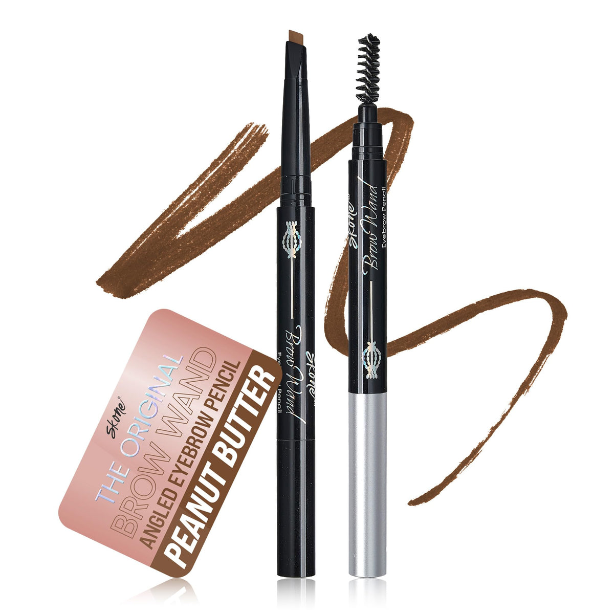 Skone Brow Wand Eyebrow Pencil with Brush, Dual Sided, Chocolate