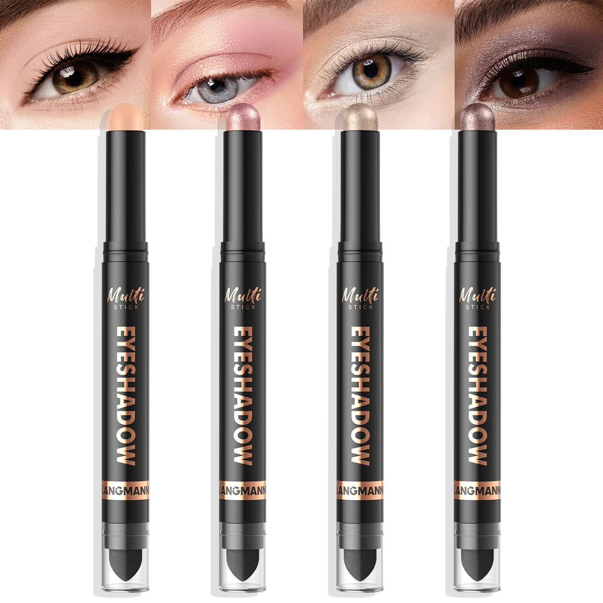 LANGMANNI 8 Color Waterproof Dual-Ended Eyeshadow Stick Set, Eye Makeup #A