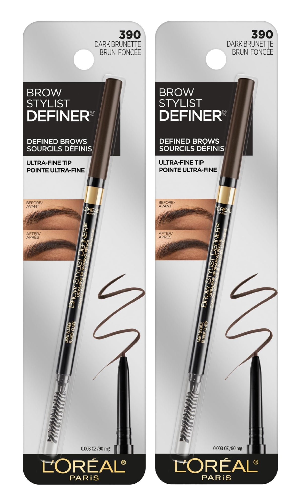 L'Oreal Paris Makeup Brow Definer Waterproof Eyebrow Pencil, Ultra-Fine Mechanical Pencil, Draws Tiny Brow Hairs and Fills in Sparse Areas and Gaps, Soft Black, 0.003 Ounce (Pack of 1)