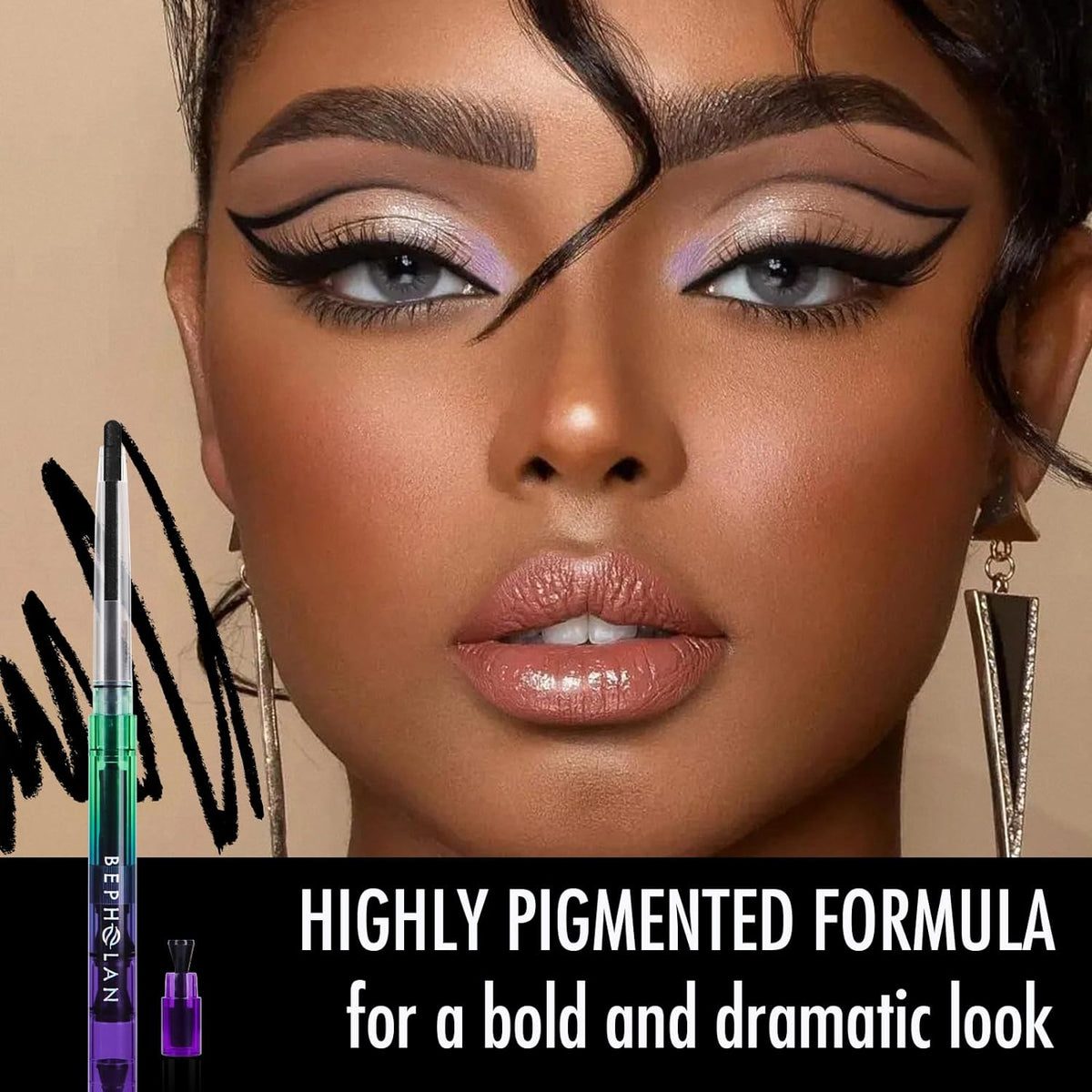 BEPHOLAN Black Gel Eyeliner Pencil Waterproof Long-Lasting Matte Liner