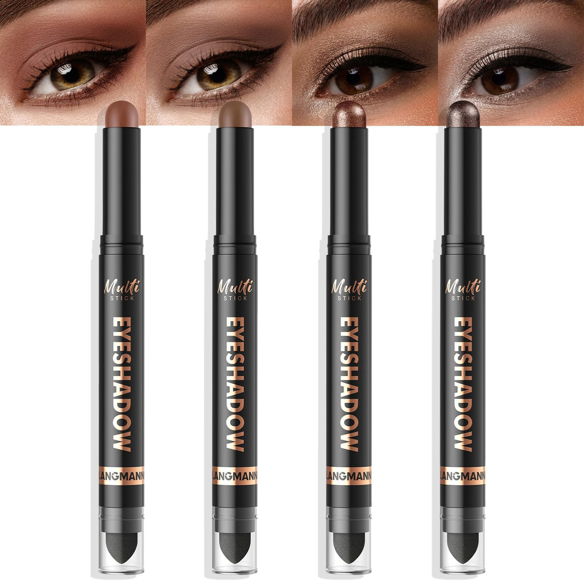 LANGMANNI 8 Color Waterproof Dual-Ended Eyeshadow Stick Set, Eye Makeup #A