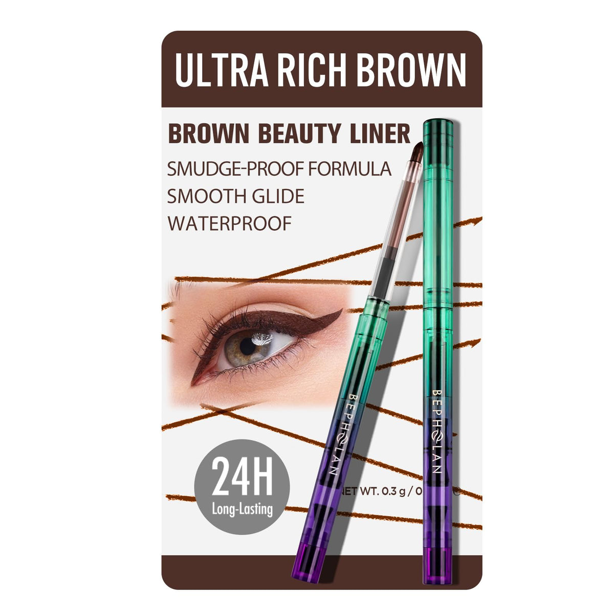 BEPHOLAN Black Gel Eyeliner Pencil Waterproof Long-Lasting Matte Liner