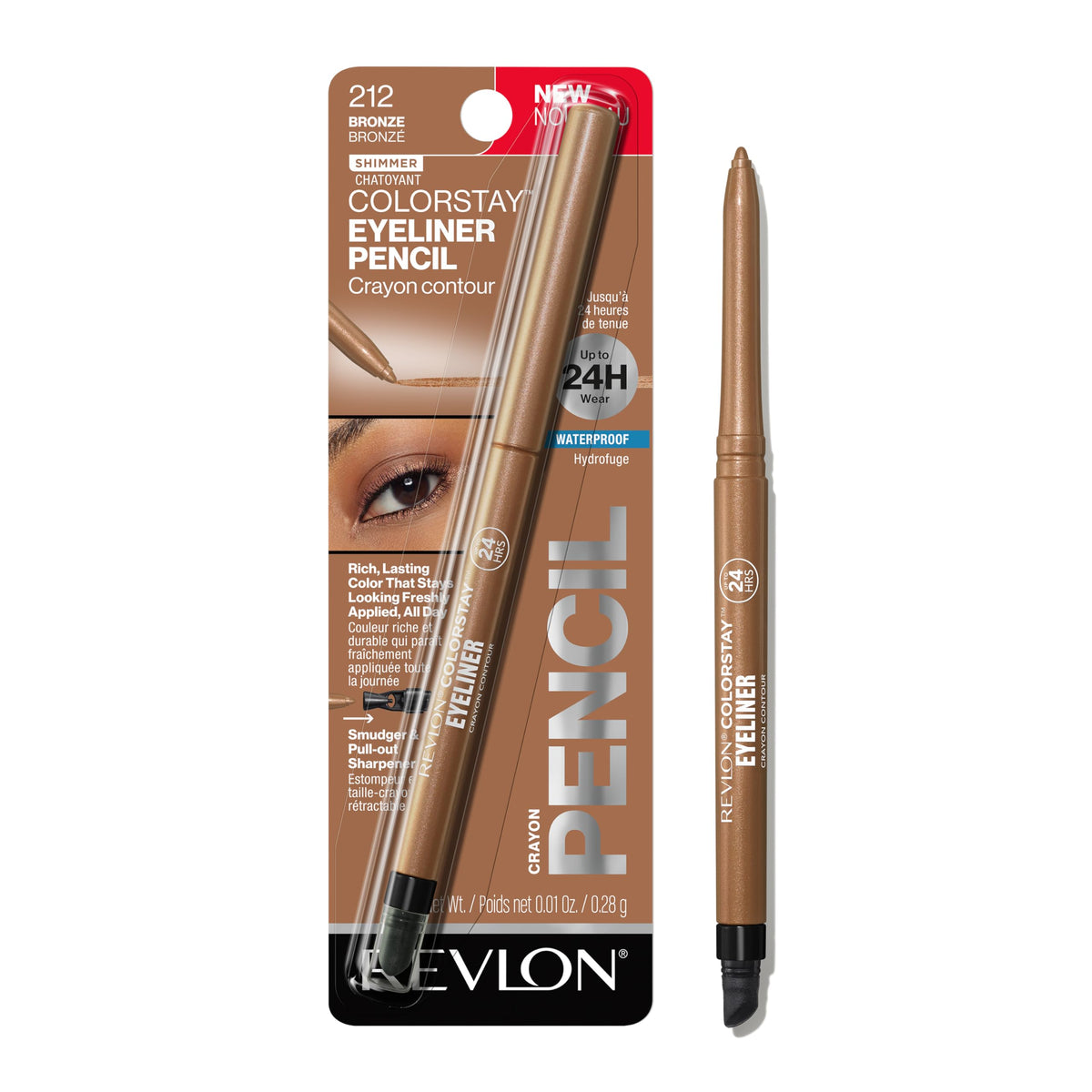 Revlon ColorStay Pencil Waterproof Eyeliner, 202 Black Brown, 0.01 oz