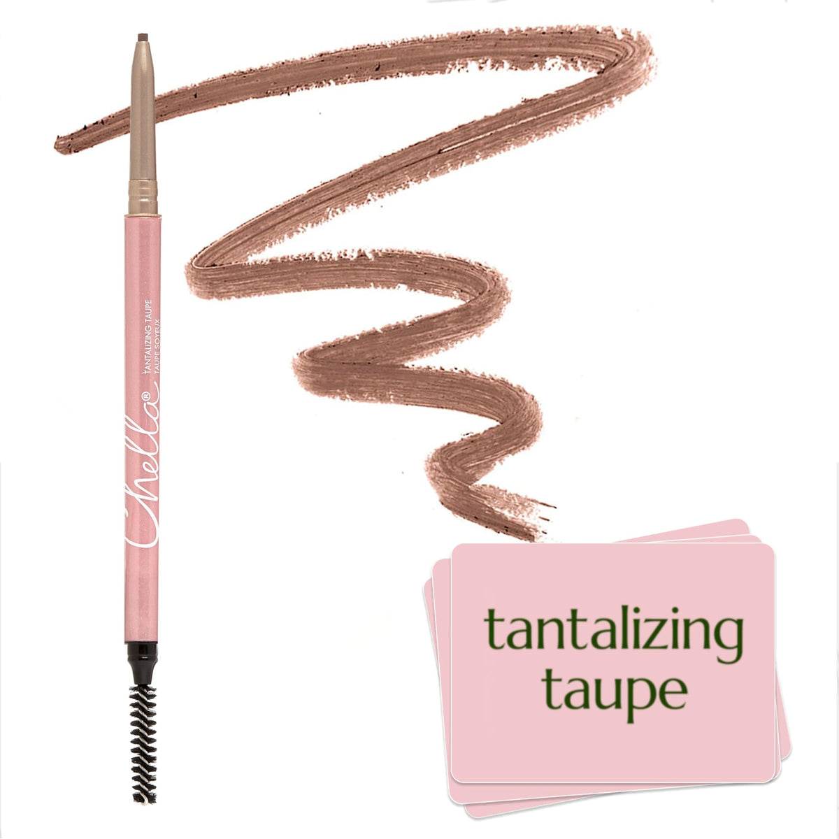 Chella Eyebrow Pencil, Long-Wear Definer with Precise Tip (Taupe)