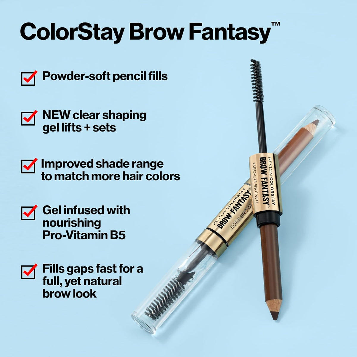 Revlon ColorStay Brow Fantasy Pencil & Gel, 002 Soft Brown