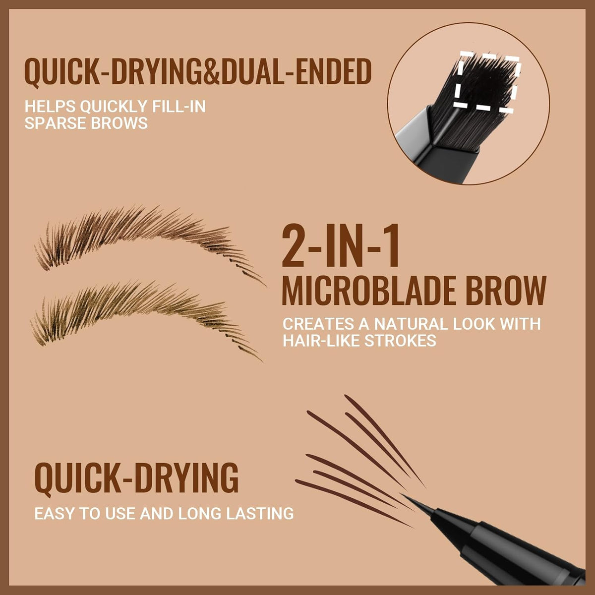 iMethod Eyebrow Pen - Eyebrow Pencil,2-in-1 Eyeliner Dual-Ended Brush-Tip Microblading 4d Eyebrow Pencils for women,Long Lasting Waterproof Hair-Like Brow Pencil,with Eyebrow Brush,BlackBrown