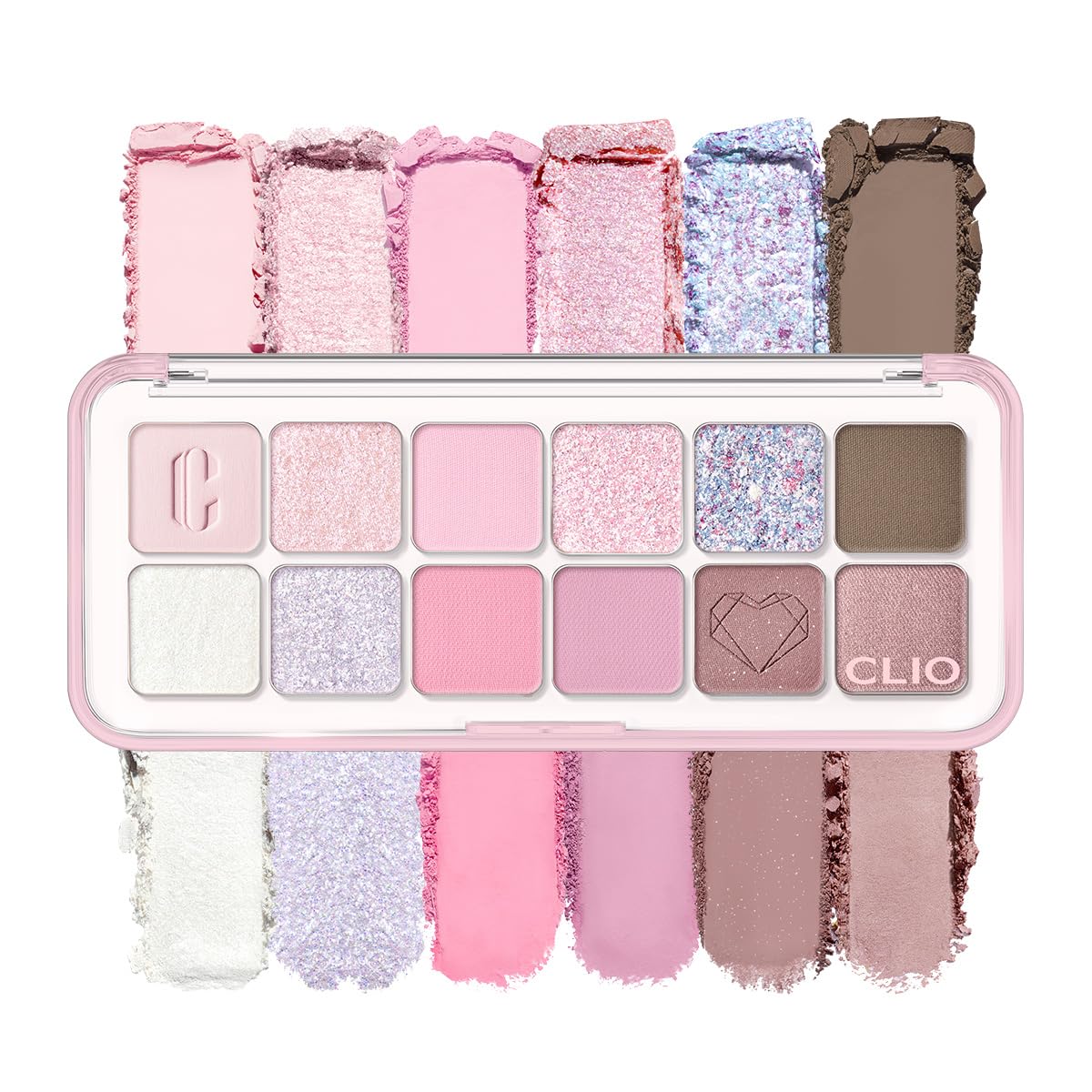 CLIO Pro Eye Palette Air, 12-Color Eye Shadow Palette, Matte Shimmer Mix, Air-Fit Blendable Pigmented Buildable Color, Low Fallout, Cool Mauve Neutral Tone, Daily Korean Makeup (07 LAVENDER STAFF)