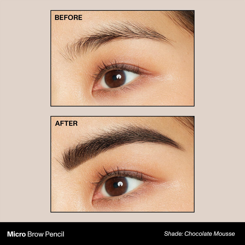 Morphe Micro Dual Eyebrow Pencil - Dual-Ended Brow Pencil Featuring a Retractable, Ultra-Precise, Pointed Tip - Richly Pigmented, Smooth-Gliding, Long-Lasting Wax Formula - Chocolate Mousse (0.003 oz)