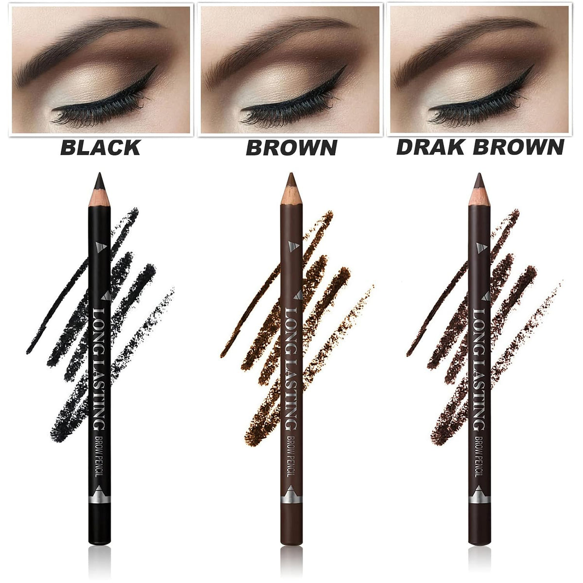 Eye Brow Pencil Set, 12 Pcs Dark Brown Eyebrow Pencils for Women