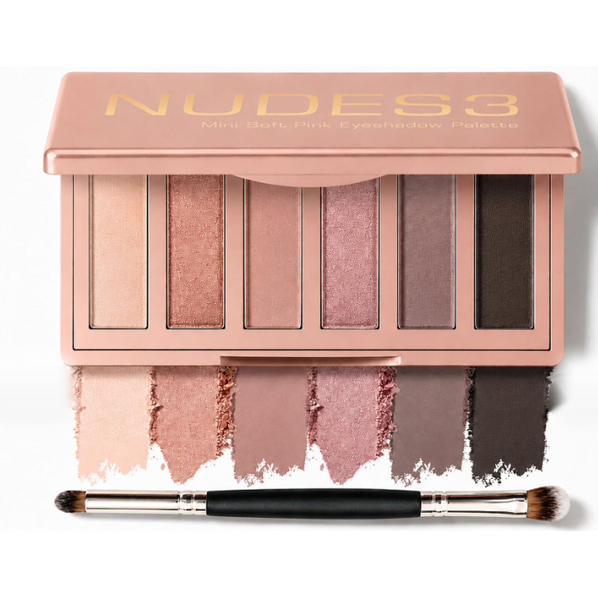6 Matte Neutral Mini Eyeshadow Palette with Brush - Ultra Blendable Cool-Tone Nude Smokey Eye Shadow Palette, Long-lasting Wear Smooth Texture