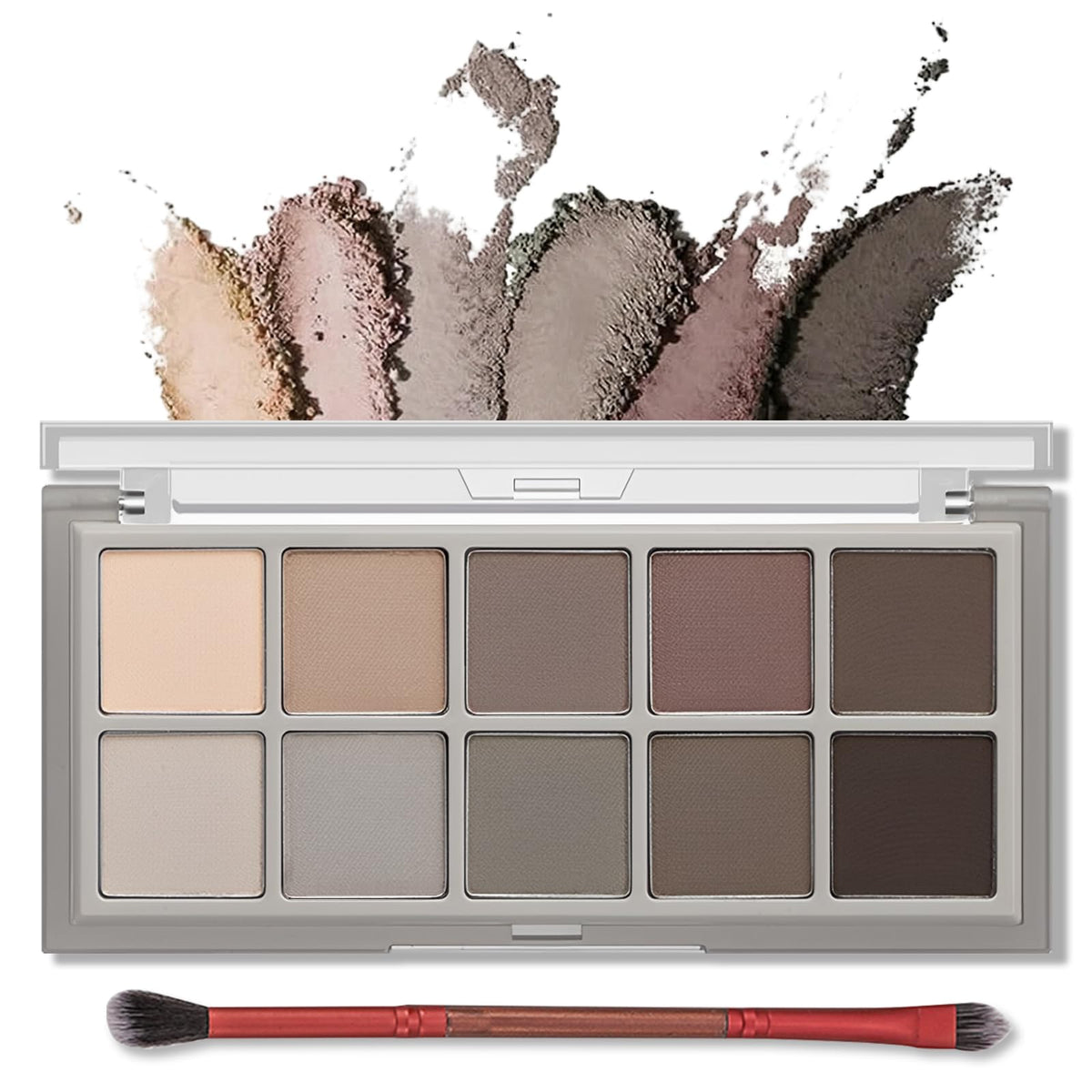 Erinde 10 Colors Matte Eyeshadow Palette, Grey Taupe Mavue Nude Eye Shadow for Older Women, Ultra Blendable Cool Toned Neutral Smokey Eye Shadow Palettes, Long Lasting Natural Smooth Texture, Cement