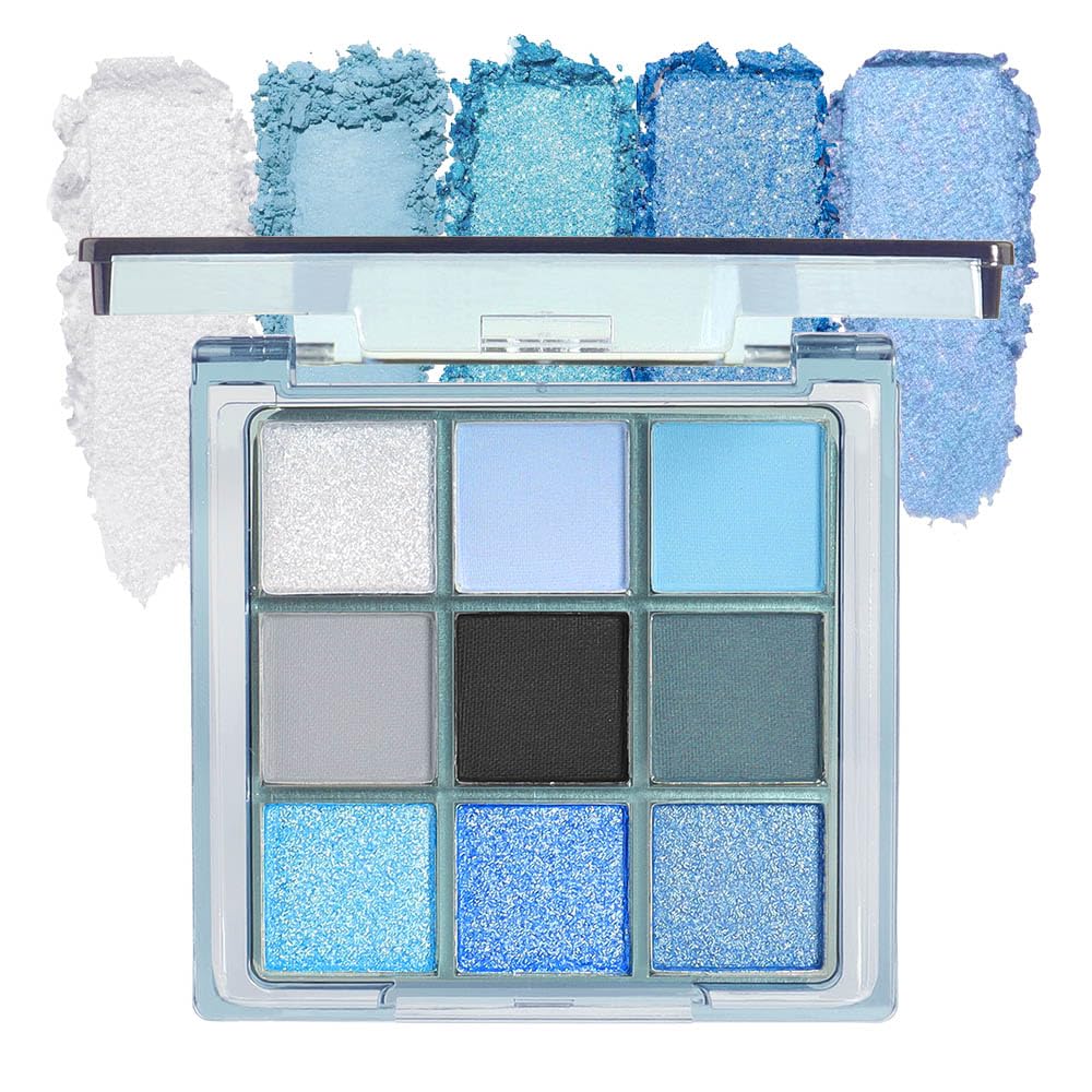 Matte Shimmer Light Blue Eye shadow Palette, Blue EyeShadow for Eye Makeup