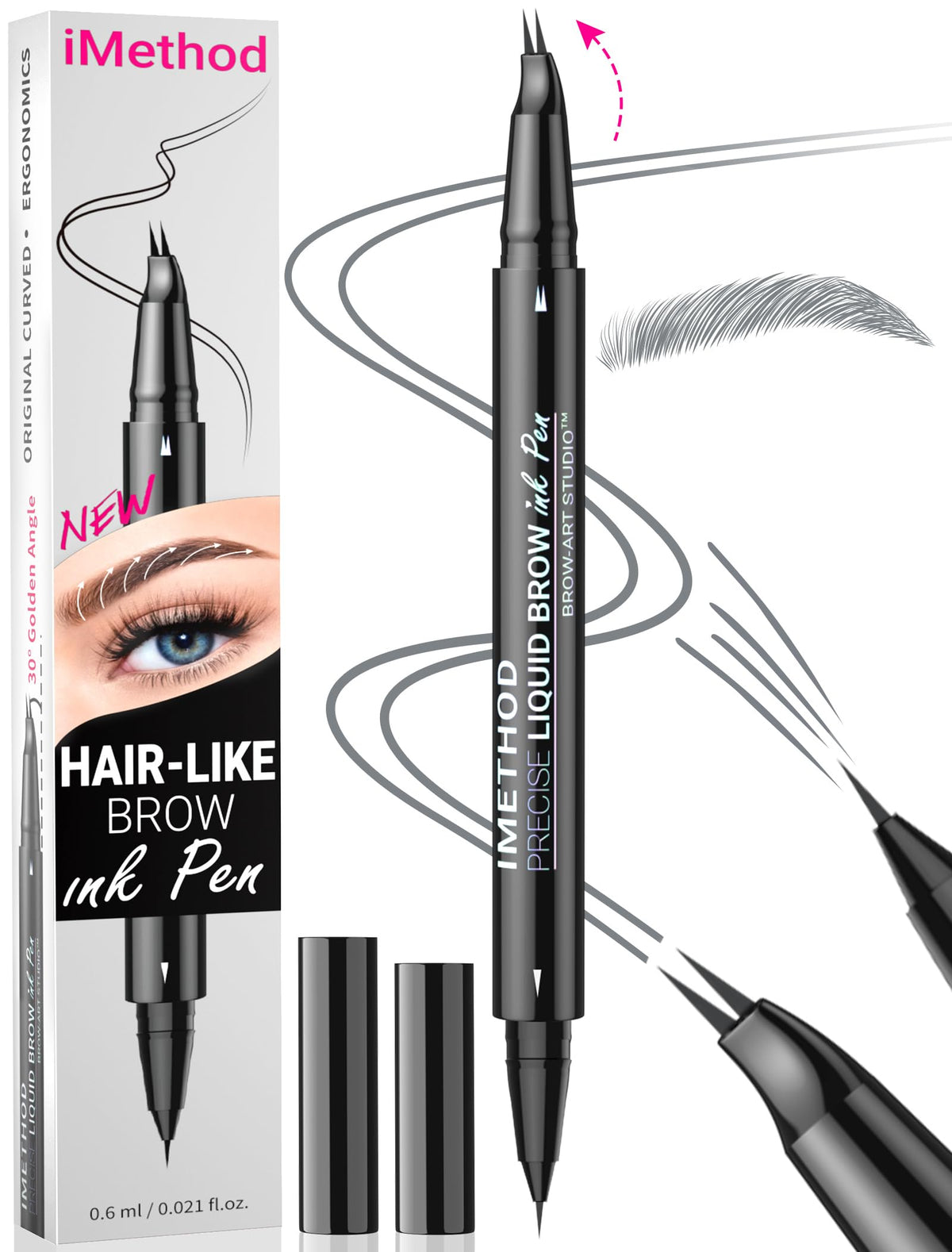 iMethod Curved Eyebrow Pen for Natural Hair-Like Brows, Brown