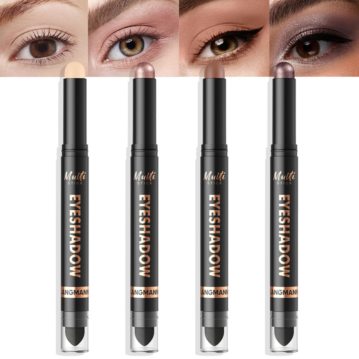 LANGMANNI 8 Color Waterproof Dual-Ended Eyeshadow Stick Set, Eye Makeup #A