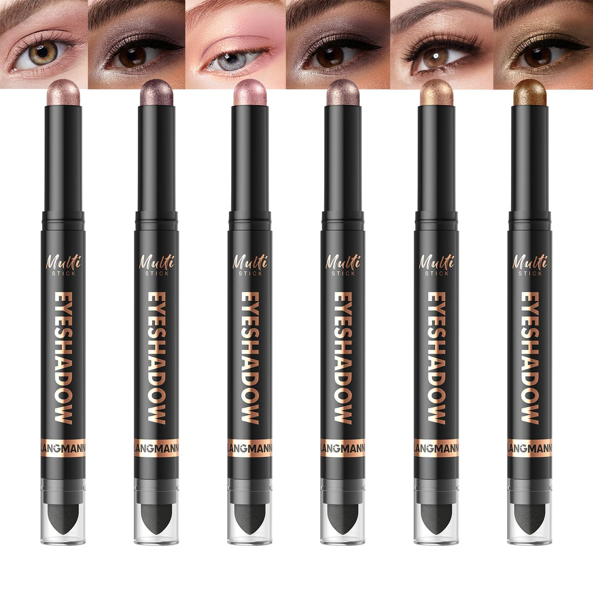LANGMANNI 8 Color Waterproof Dual-Ended Eyeshadow Stick Set, Eye Makeup #A