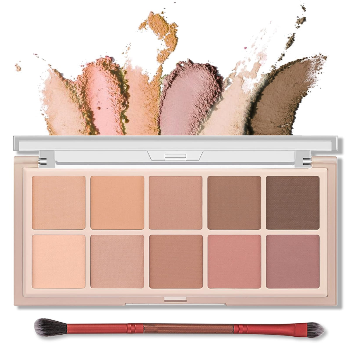 Erinde 10 Colors Matte Eyeshadow Palette, Grey Taupe Mavue Nude Eye Shadow for Older Women, Ultra Blendable Cool Toned Neutral Smokey Eye Shadow Palettes, Long Lasting Natural Smooth Texture, Cement