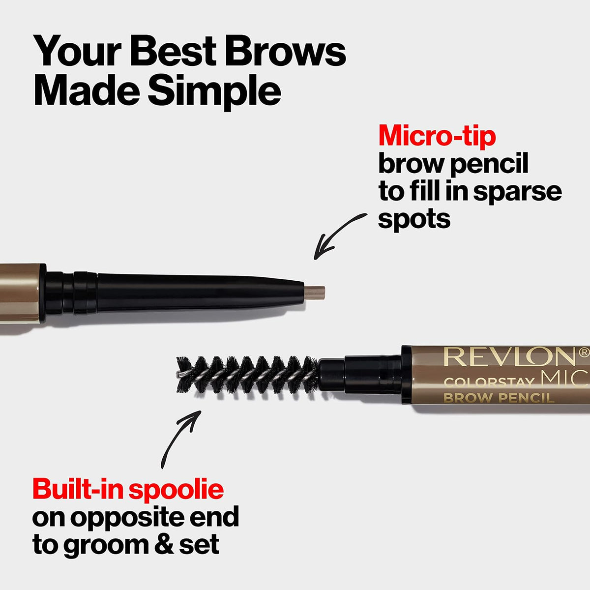 Revlon ColorStay Micro Brow Pencil, 456 Dark Brown, 0.003 oz
