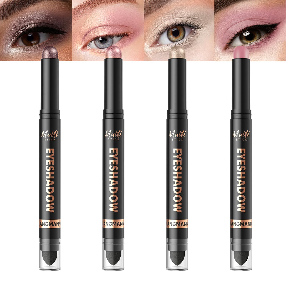 LANGMANNI 8 Color Waterproof Dual-Ended Eyeshadow Stick Set, Eye Makeup #A