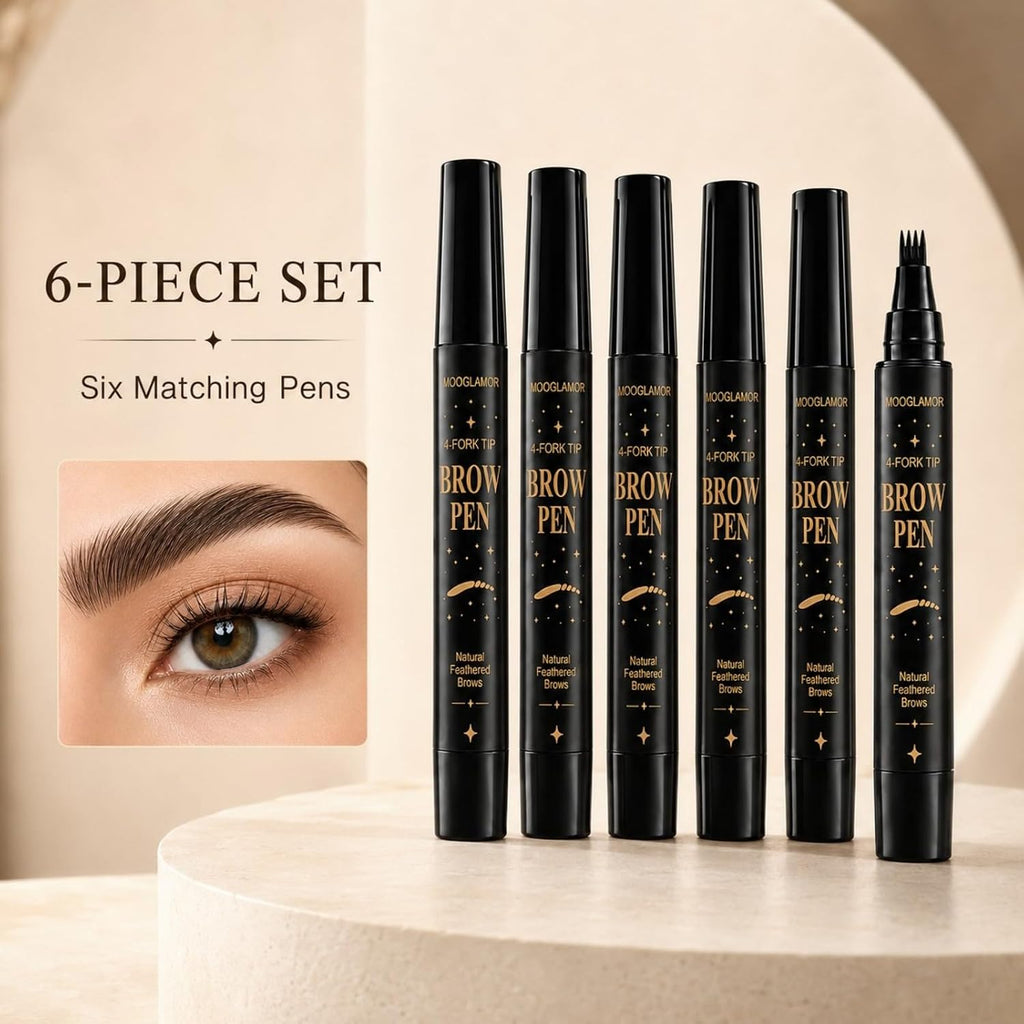 6-Piece 4-Fork Tip Eyebrow Pen Set（#03）