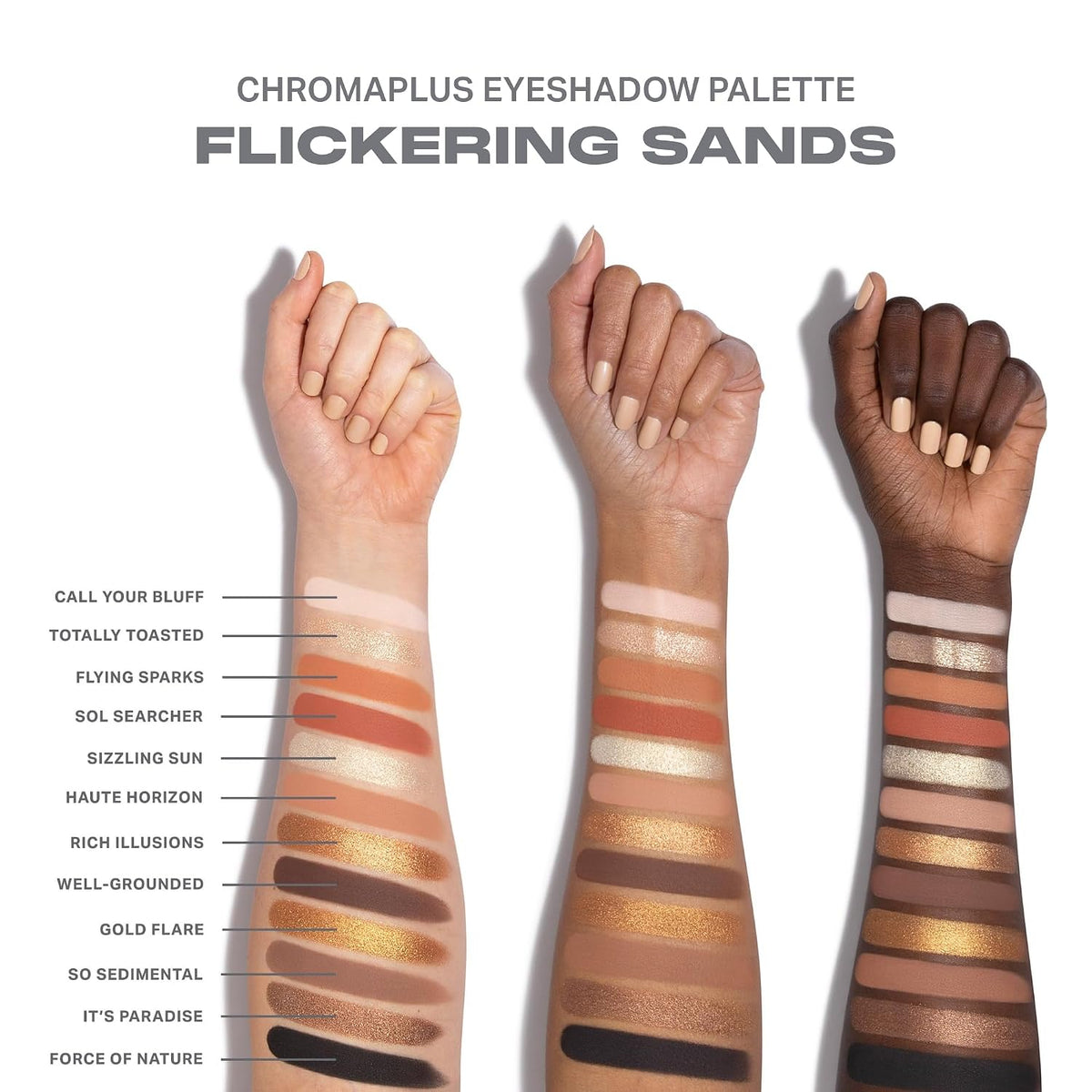 Morphe ChromaPlus 12-Pan Eyeshadow Palette - High Pigment Eye Makeup with Shimmer, Matte & Metallic Eye Shadow - Neutral Eyeshadow Makeup Collection for All-Day Wear - Flickering Sands (0.52 oz)
