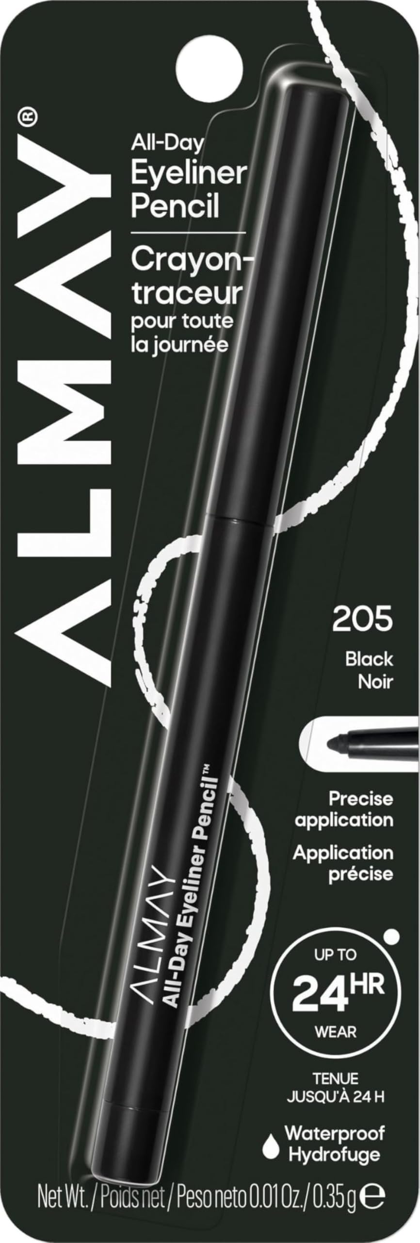 Almay All-Day Eyeliner Pencil, 205 Black, 0.01 oz