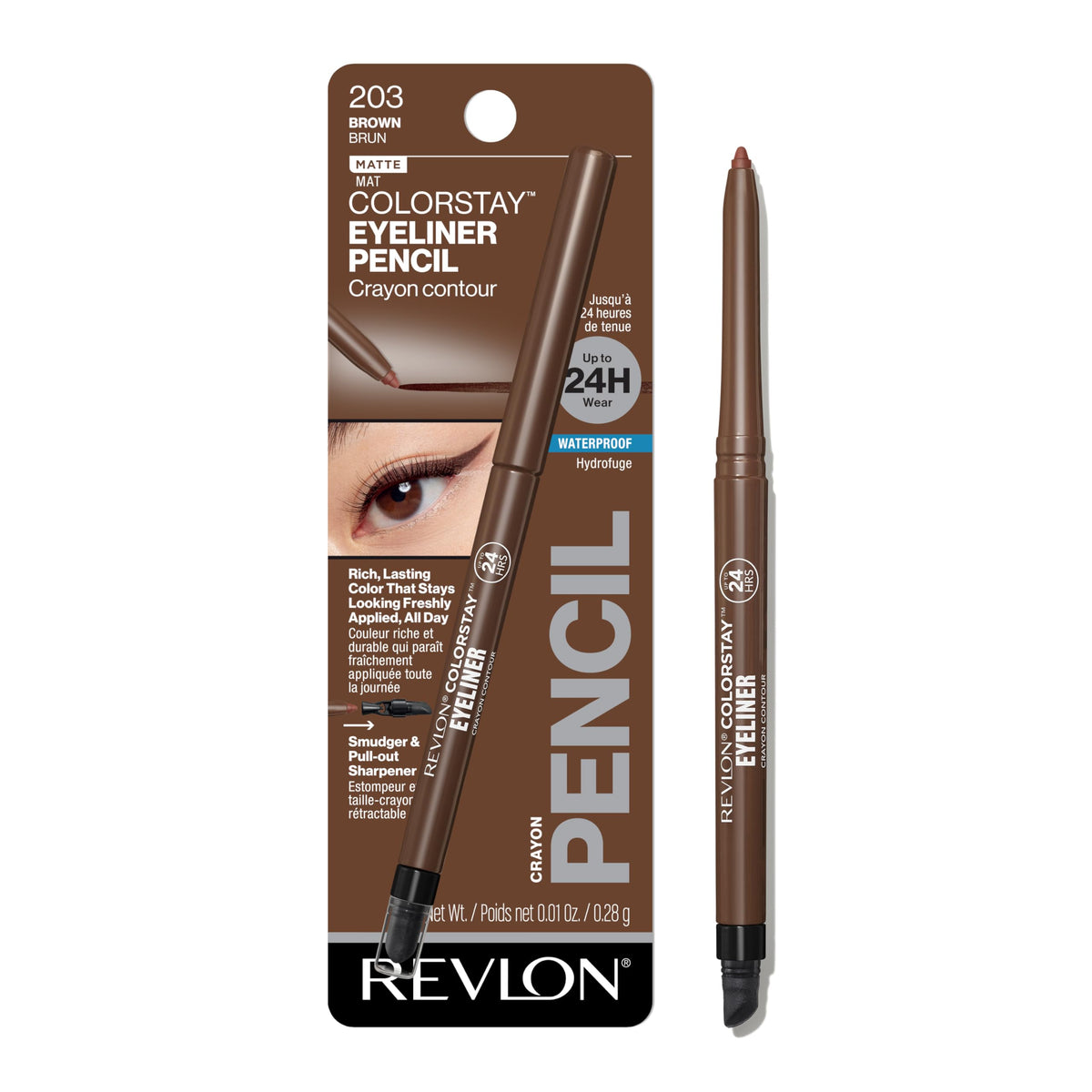 Revlon ColorStay Pencil Waterproof Eyeliner, 201 Black, 2 pack