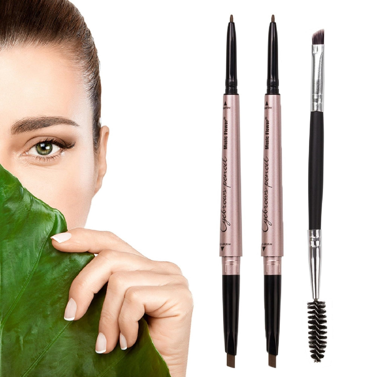 HeyBeauty 2 Pack Eyebrow Pencil with Dual Ends - Dark Brown #1