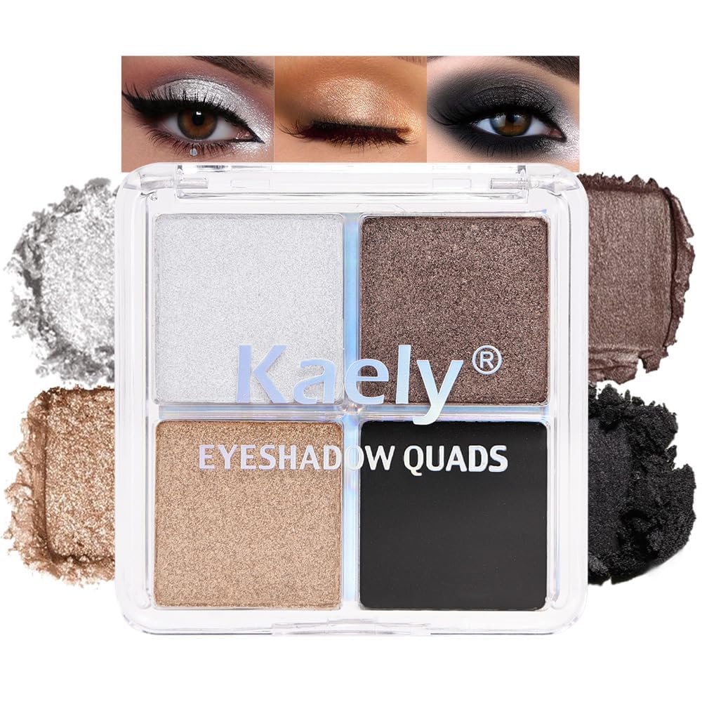 4 Colors Vanilla Nude Eyeshadow Palette, Light Beige Pink Ivory White Quads, Matte & Shimmer Soft Blendable Eye Shadow, Natural Everyday Makeup for Mature Skin, Vegan, Sombras de Ojos