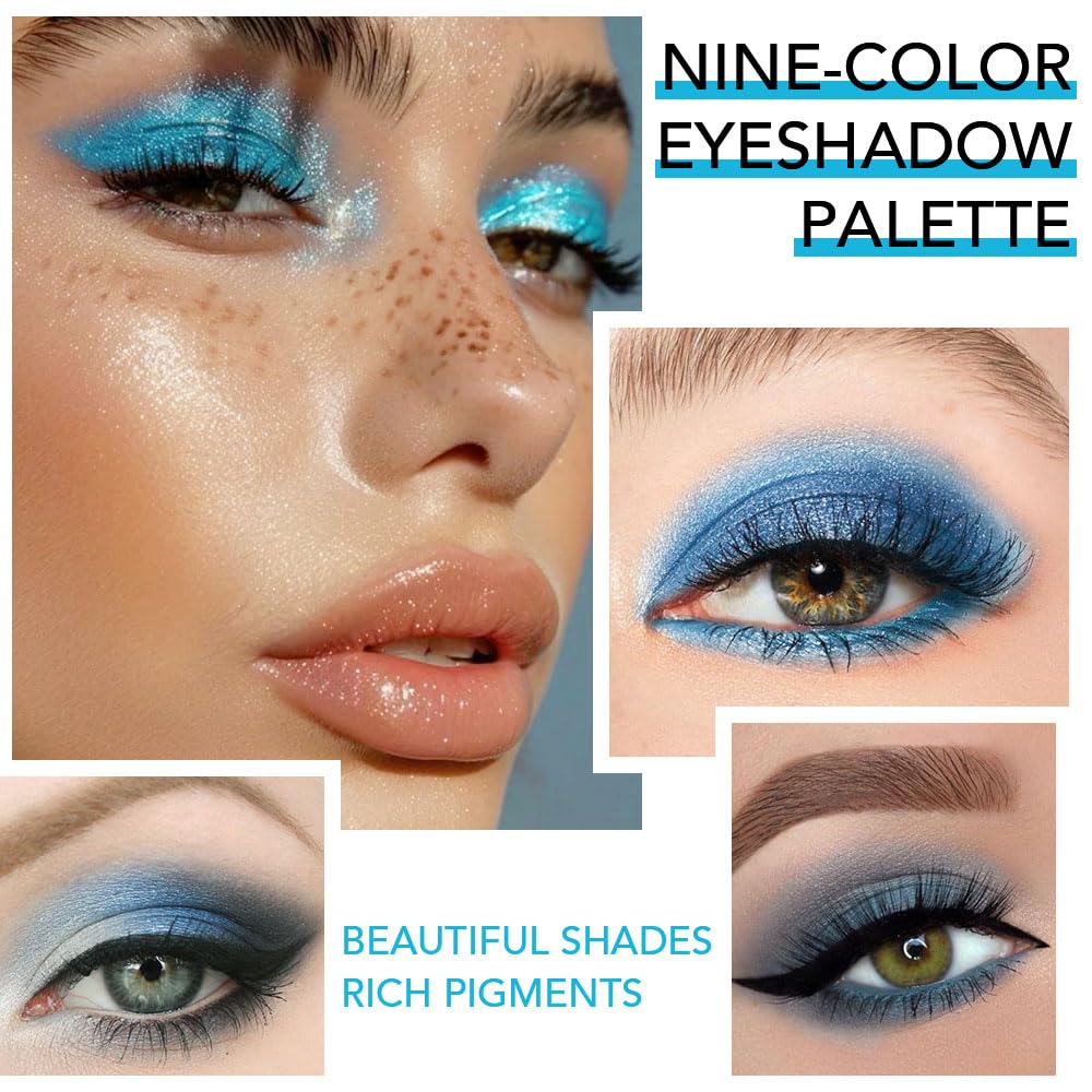 Matte Shimmer Light Blue Eye shadow Palette, Blue EyeShadow for Eye Makeup
