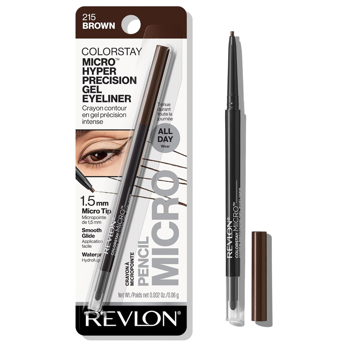 Revlon ColorStay Micro Hyper Precision Gel Eyeliner, 215 Brown, 0.002 oz