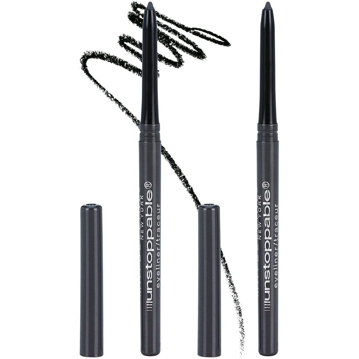 Maybelline Unstoppable Waterproof Mechanical Grey Eyeliner Pencil, Easy to Apply, Smooth Glide, Up to 24 Hour Wear, Pewter