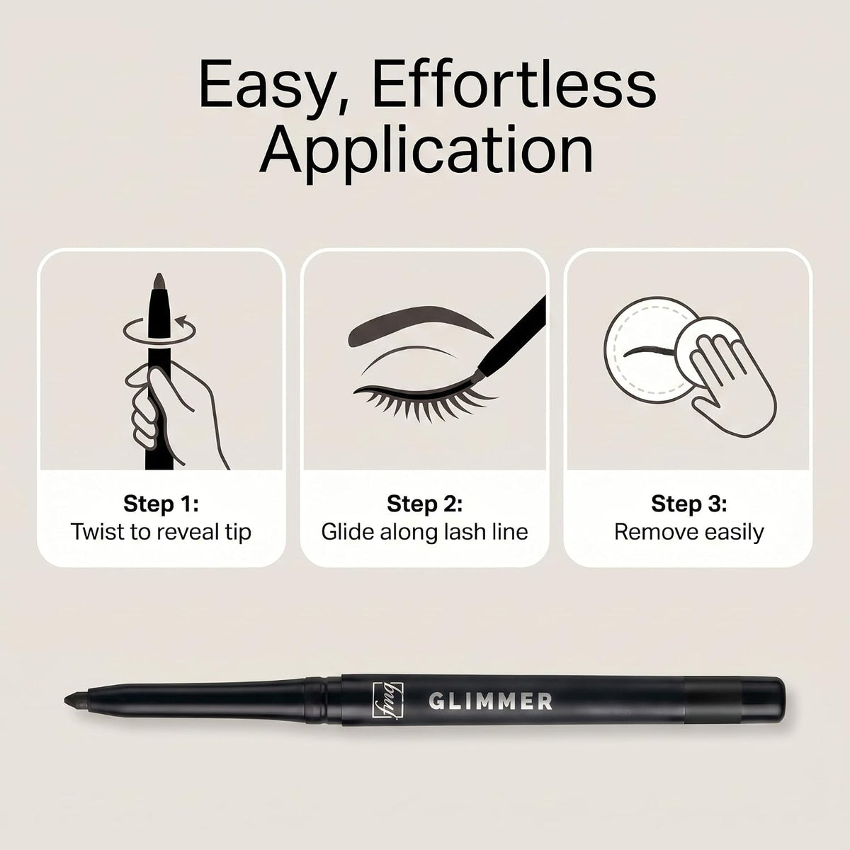 AVON Glimmer Cream Eyeliner - Blackest Black - 3 pack