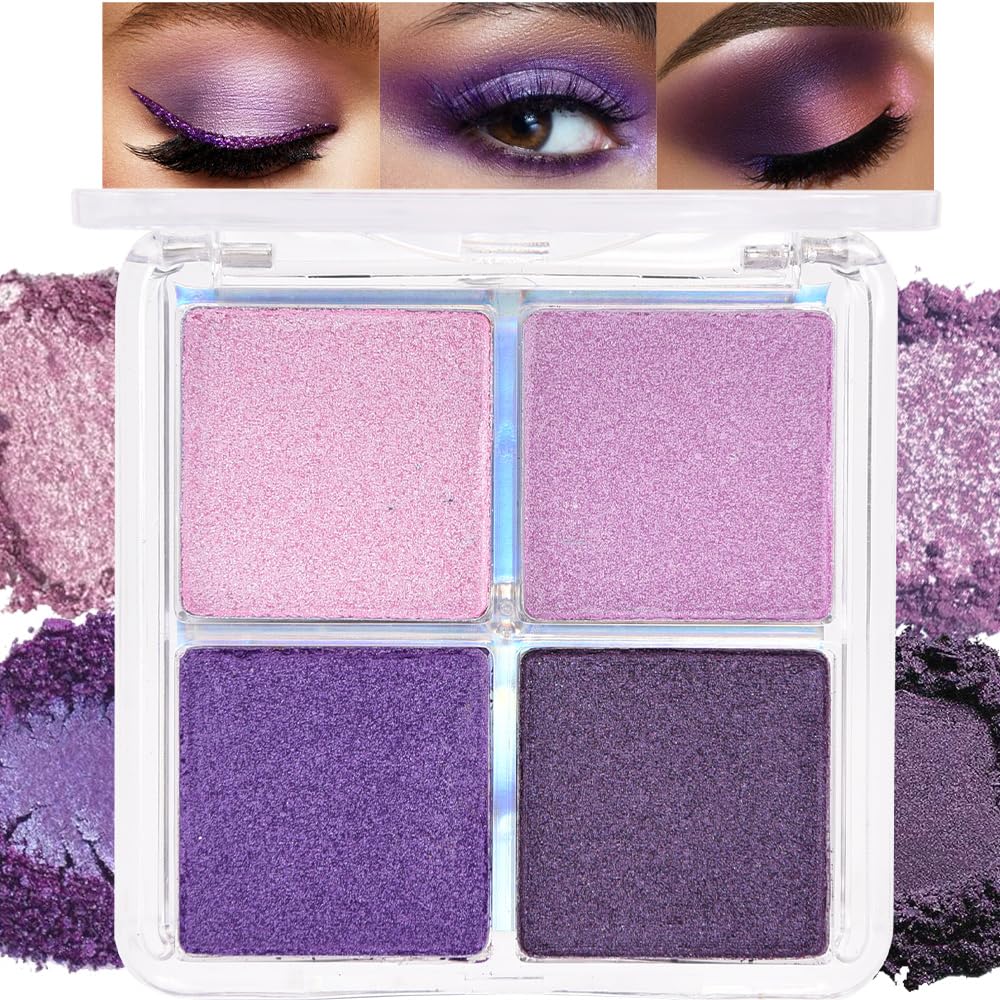 4 Colors Vanilla Nude Eyeshadow Palette, Light Beige Pink Ivory White Quads, Matte & Shimmer Soft Blendable Eye Shadow, Natural Everyday Makeup for Mature Skin, Vegan, Sombras de Ojos