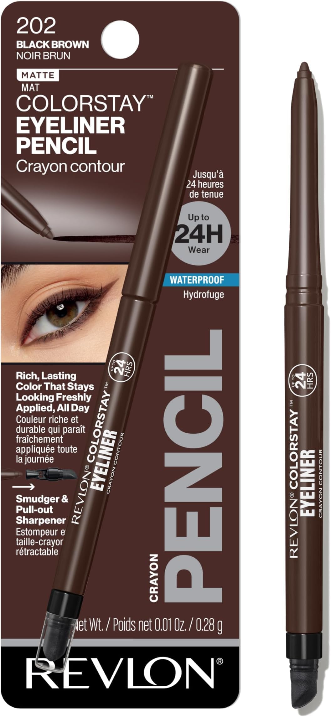 Revlon ColorStay Pencil Waterproof Eyeliner, 201 Black, 2 pack