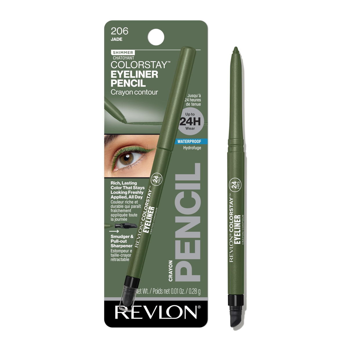 Revlon ColorStay Pencil Waterproof Eyeliner, 203 Brown, 0.01 oz