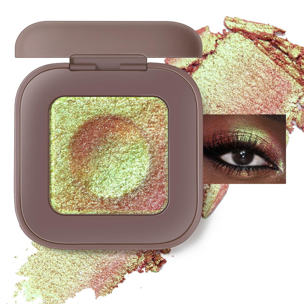 Noerrors Duochrome Plum Mauve Green Blue Glitter Eyeshadow Palette, Holographic Chameleon Rich Color Shimmer Metallic Eye Shadow, Color Shift Sparkle Iridescent Eye Brightener Fairy Makeup for Rave#02