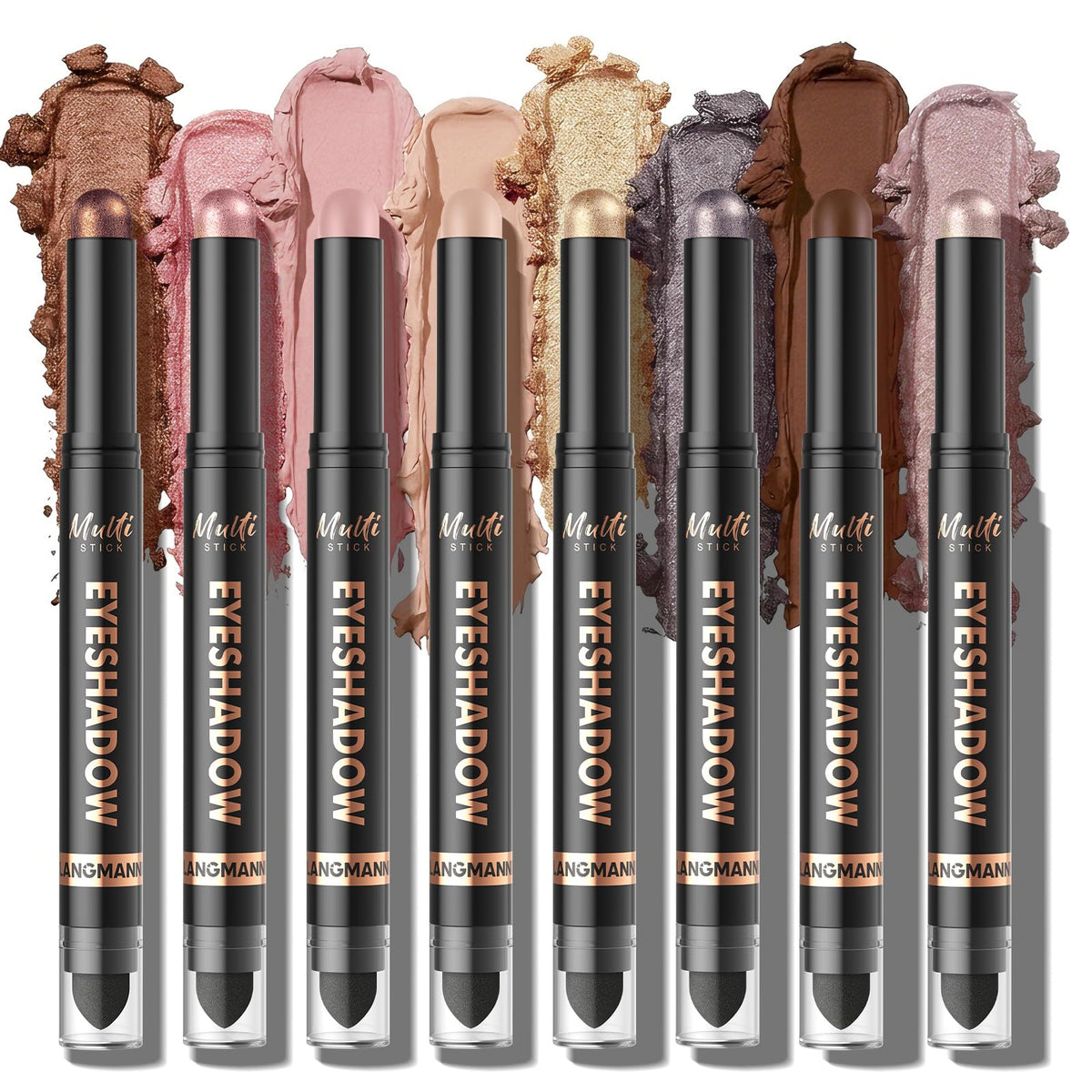 LANGMANNI 8 Color Waterproof Dual-Ended Eyeshadow Stick Set, Eye Makeup #A