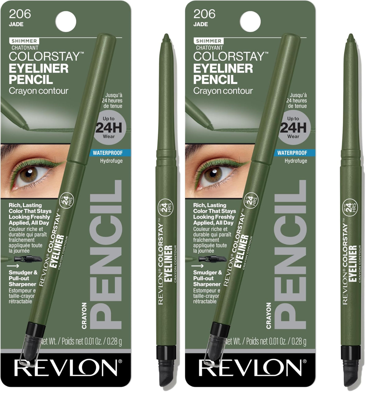 Revlon ColorStay Pencil Waterproof Eyeliner, 201 Black, 2 pack