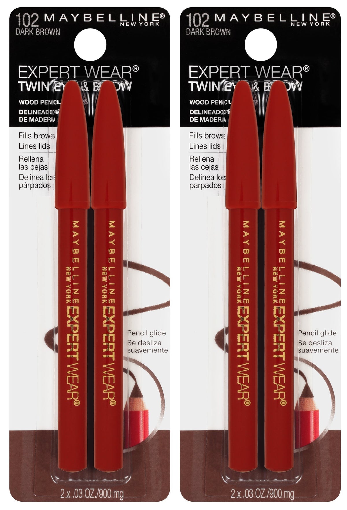 Maybelline New York Expert Wear Twin Brow & Eye Pencils Makeup, Blonde, 2 Count (Pack of 2)